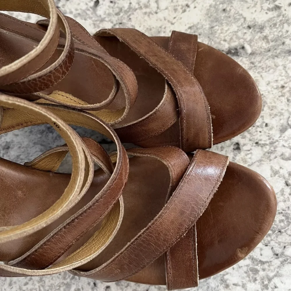 SOLD Bed Stu Juliana Tan Rustic Genuine Leather Strappy Sandals Sz 10 - Picture 11 of 14